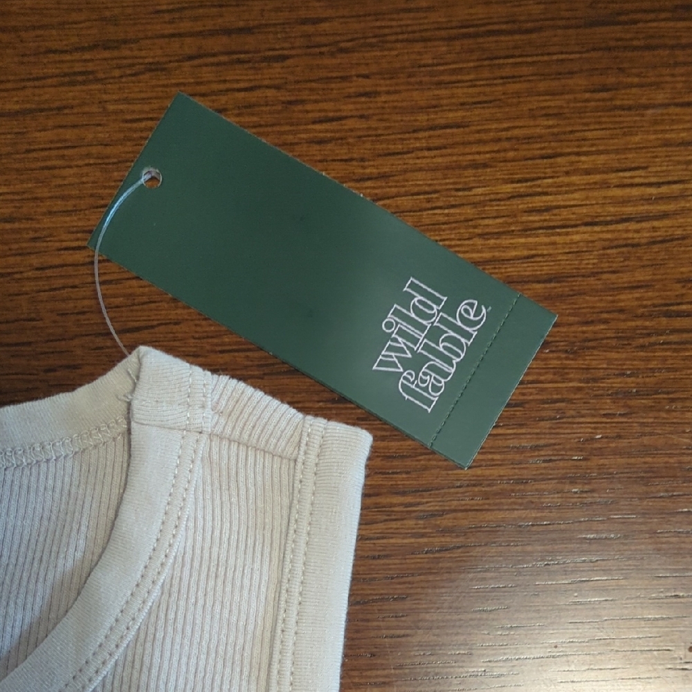 Wild Fable Cream Ribbed Tank Top #2 - Picture 2 of 2
